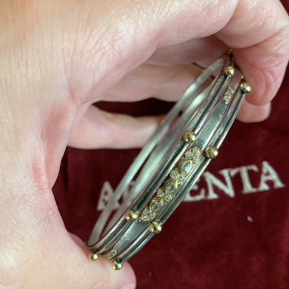 Armenta Bangle Set (2 Granulation, 1 Multi-Stone) - Picture 2 of 7